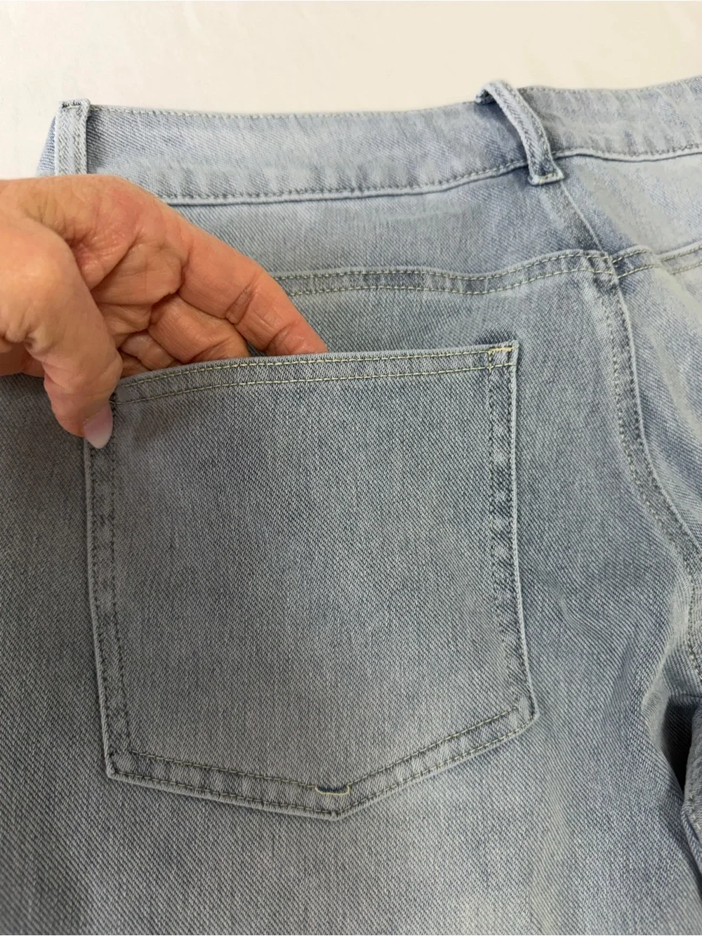 HALARA Light Blue Asymmetrical Wide-Leg Denim Jeans - Picture 11 of 14
